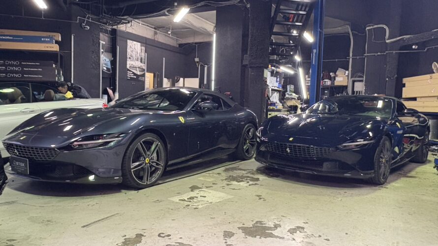 フェラーリ　ローマスパイダー　２台同時にSTEK　Dyno　Shiledを施工させていただきました。