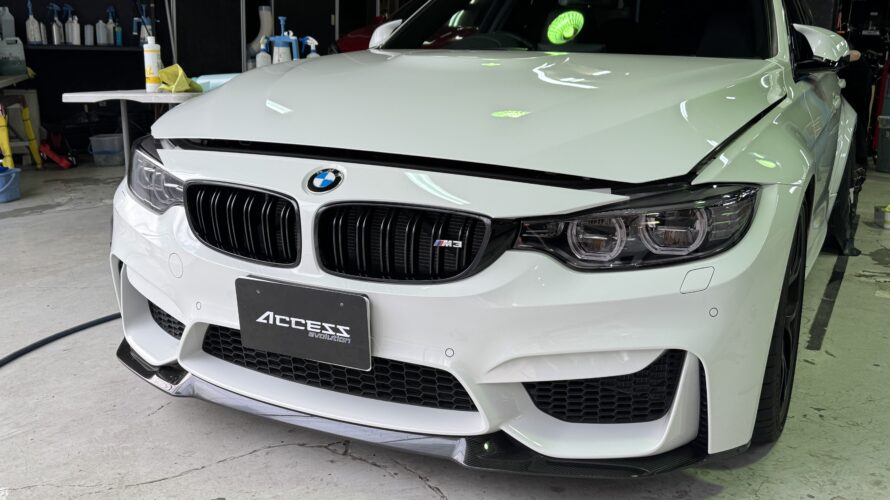 F80M3のお客様にヘッドライト、テールライト、ストーンガードにプロテクションフィルム施工
