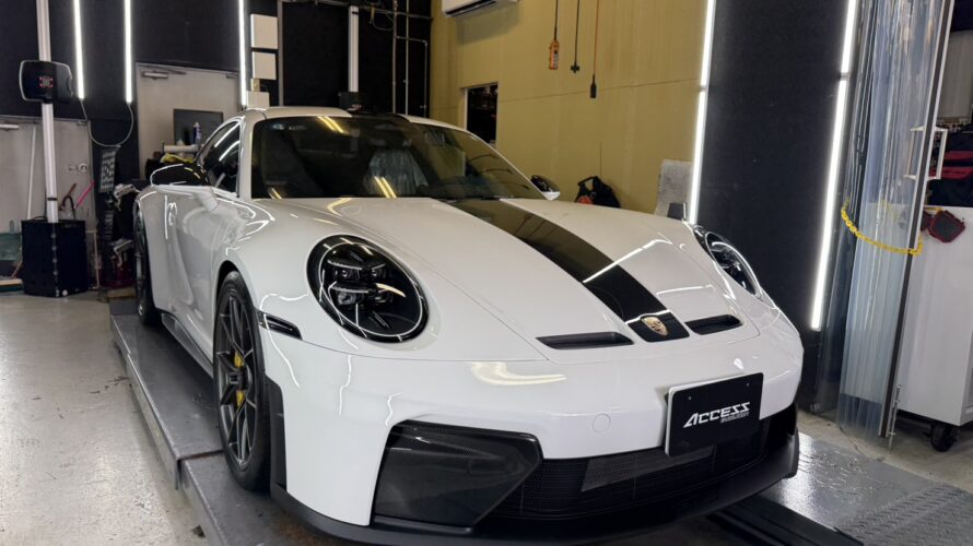 ポルシェ992.2　911GT3にSTEK　DYNO　Sheldにてフロントバンパー、ボンネット、ルーフ、ドアミラー、ドアカップ、ドアエッジプロテクション＆ボディコーティング