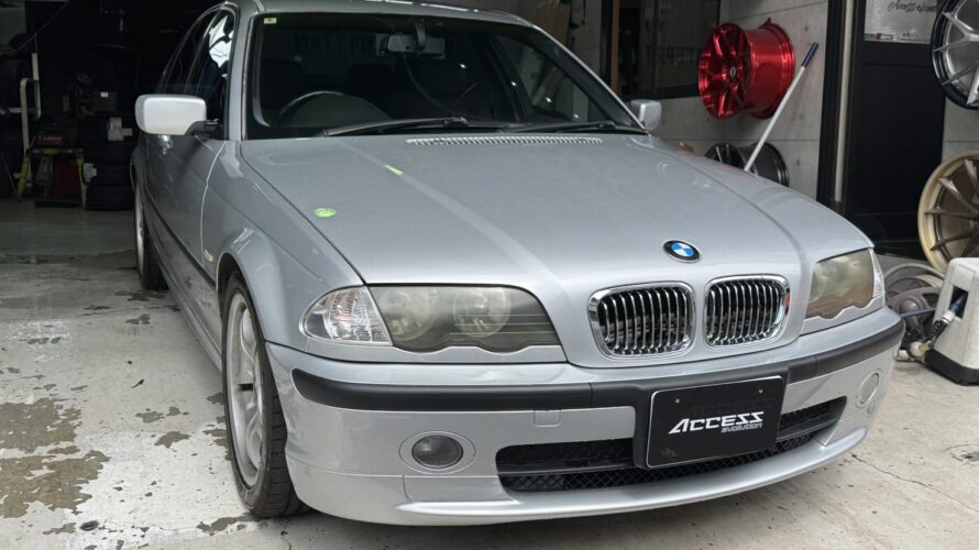 E46　318i 板金修理、オイル漏れ修理、ベルト＆テンショナー交換