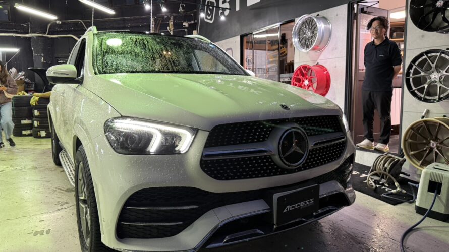 メルセデスベンツ　GLE400ｄ　エンジンオイル交換、DIXCEL製ブレーキローター、低ダストパッド取付、フロントタイヤ交換、フロントワイパーブレード交換